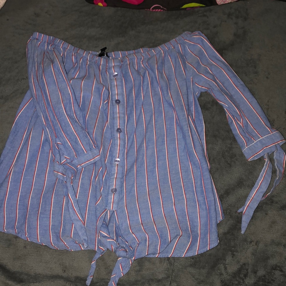 Off the sleeve striped shirt